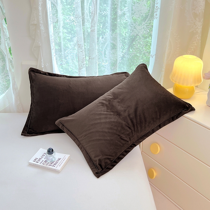 91家纺网 家纺一手货源 找家纺 梦舒羽 2025新款水晶绒枕套宿舍单人枕芯套枕头内胆套一对装 黑咖啡