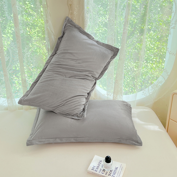 91家纺网 家纺一手货源 找家纺 梦舒羽 2025新款水晶绒枕套宿舍单人枕芯套枕头内胆套一对装 石墨灰