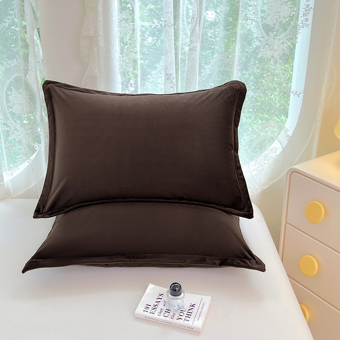 91家纺网 家纺一手货源 找家纺 梦舒羽 2025新款水晶绒枕套宿舍单人枕芯套枕头内胆套一对装 黑咖啡
