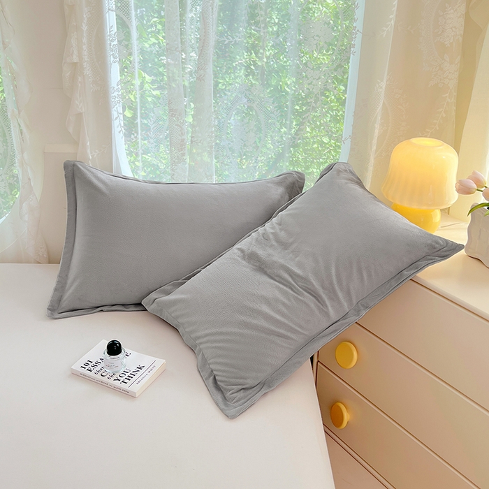 91家纺网 家纺一手货源 找家纺 梦舒羽 2025新款水晶绒枕套宿舍单人枕芯套枕头内胆套一对装 石墨灰