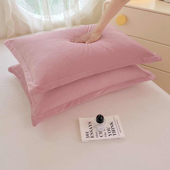梦舒羽 2025新款水晶绒枕套宿舍单人枕芯套枕头内胆套一对装 豆沙粉