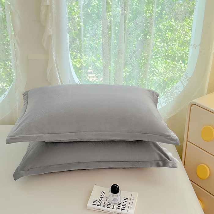 91家纺网 家纺一手货源 找家纺 梦舒羽 2025新款水晶绒枕套宿舍单人枕芯套枕头内胆套一对装 石墨灰