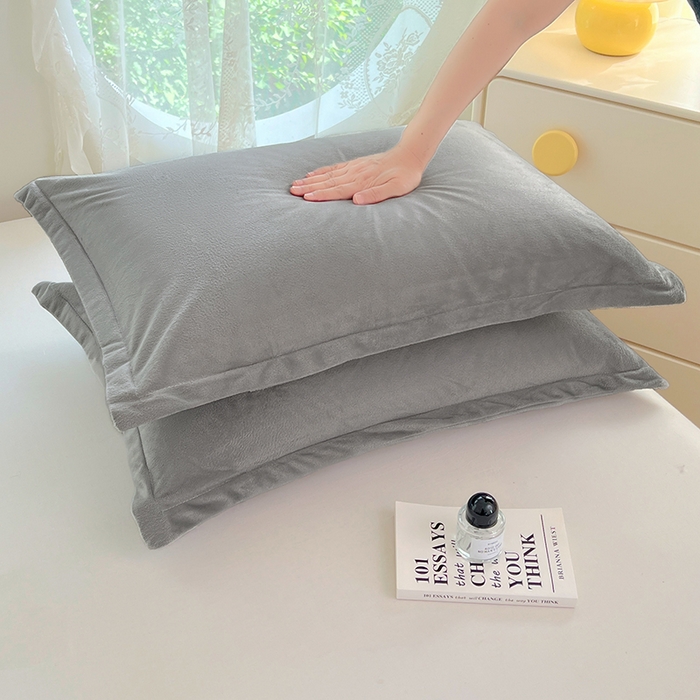 梦舒羽 2025新款水晶绒枕套宿舍单人枕芯套枕头内胆套一对装 石墨灰