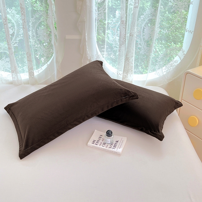 91家纺网 家纺一手货源 找家纺 梦舒羽 2025新款水晶绒枕套宿舍单人枕芯套枕头内胆套一对装 黑咖啡