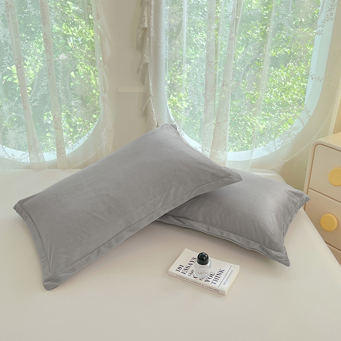 91家纺网 家纺一手货源 找家纺 梦舒羽 2025新款水晶绒枕套宿舍单人枕芯套枕头内胆套一对装 石墨灰