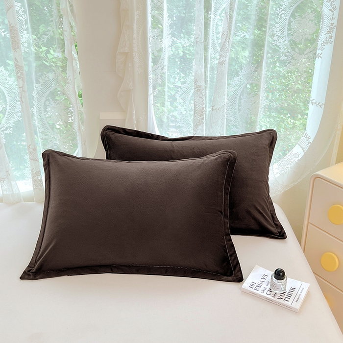 91家纺网 家纺一手货源 找家纺 梦舒羽 2025新款水晶绒枕套宿舍单人枕芯套枕头内胆套一对装 黑咖啡