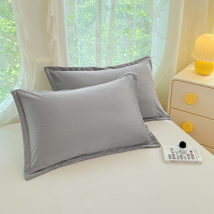 91家纺网 家纺一手货源 找家纺 梦舒羽 2025新款水晶绒枕套宿舍单人枕芯套枕头内胆套一对装 石墨灰