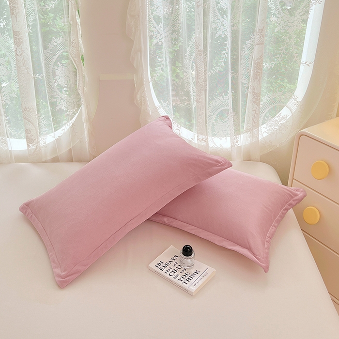 91家纺网 家纺一手货源 找家纺 梦舒羽 2025新款水晶绒枕套宿舍单人枕芯套枕头内胆套一对装 豆沙粉