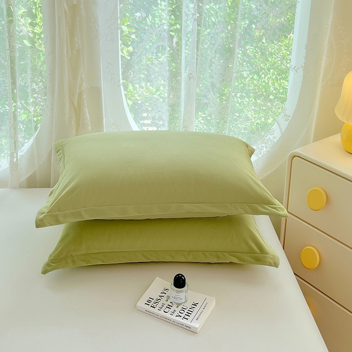 91家纺网 家纺一手货源 找家纺 梦舒羽 2025新款水晶绒枕套宿舍单人枕芯套枕头内胆套一对装 苹果绿