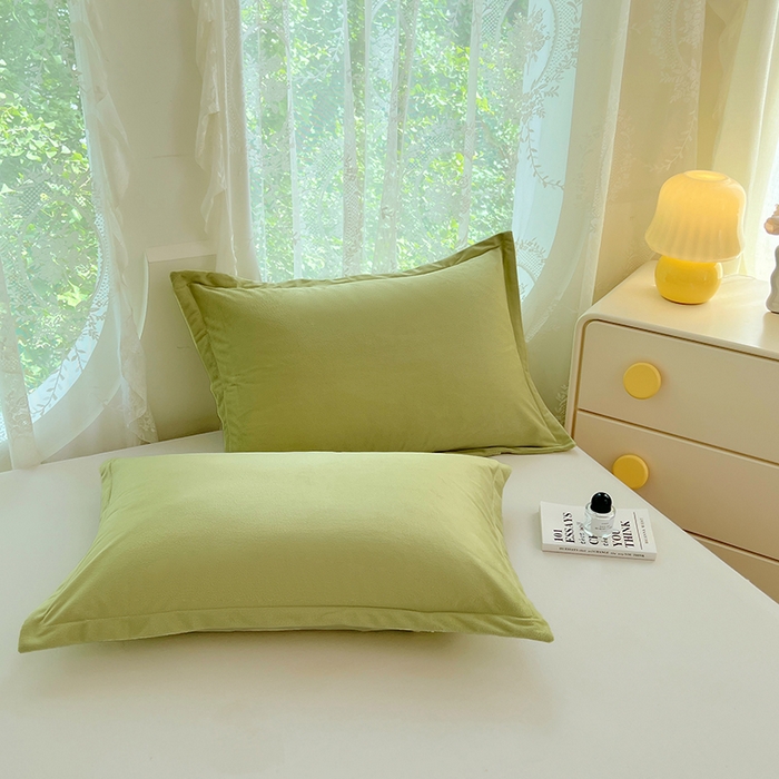 91家纺网 家纺一手货源 找家纺 梦舒羽 2025新款水晶绒枕套宿舍单人枕芯套枕头内胆套一对装 苹果绿