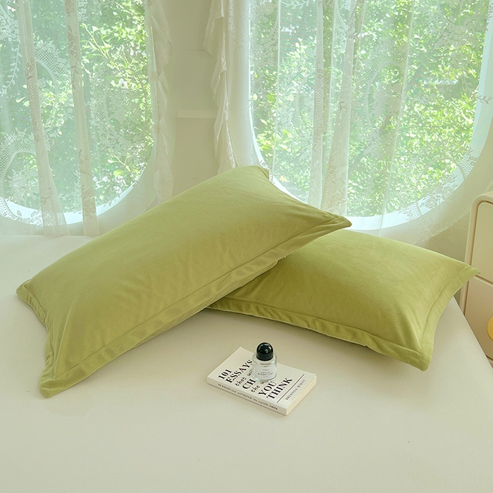 91家纺网 家纺一手货源 找家纺 梦舒羽 2025新款水晶绒枕套宿舍单人枕芯套枕头内胆套一对装 苹果绿