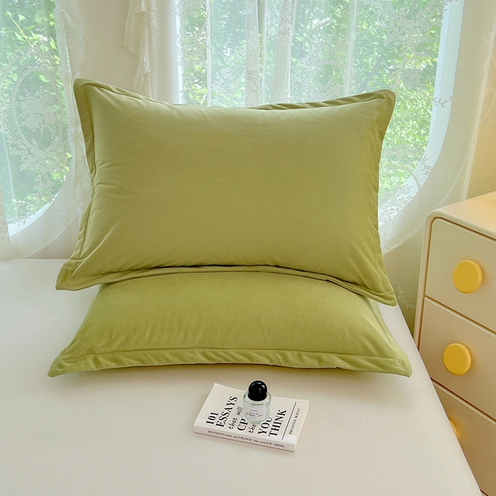 91家纺网 家纺一手货源 找家纺 梦舒羽 2025新款水晶绒枕套宿舍单人枕芯套枕头内胆套一对装 苹果绿