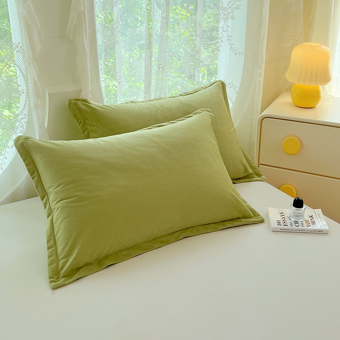 91家纺网 家纺一手货源 找家纺 梦舒羽 2025新款水晶绒枕套宿舍单人枕芯套枕头内胆套一对装 苹果绿