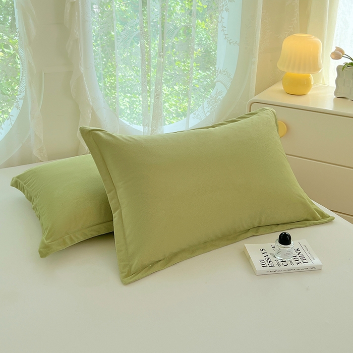 91家纺网 家纺一手货源 找家纺 梦舒羽 2025新款水晶绒枕套宿舍单人枕芯套枕头内胆套一对装 苹果绿