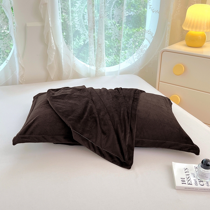 91家纺网 家纺一手货源 找家纺 梦舒羽 2025新款水晶绒枕套宿舍单人枕芯套枕头内胆套一对装 黑咖啡