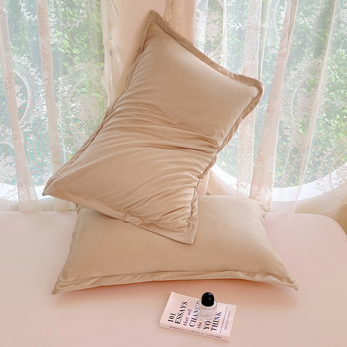 91家纺网 家纺一手货源 找家纺 梦舒羽 2025新款水晶绒枕套宿舍单人枕芯套枕头内胆套一对装 卡其色