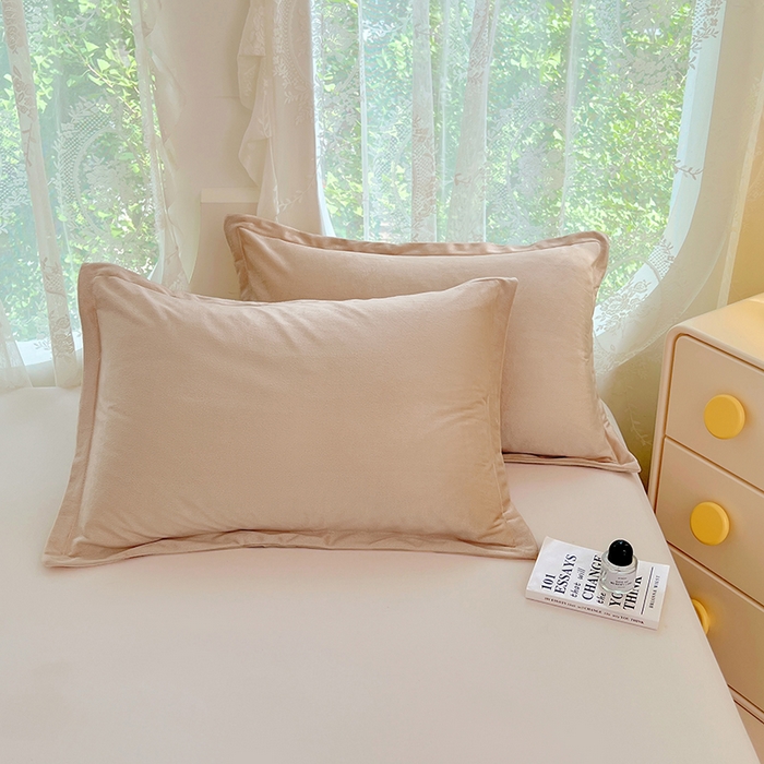91家纺网 家纺一手货源 找家纺 梦舒羽 2025新款水晶绒枕套宿舍单人枕芯套枕头内胆套一对装 卡其色
