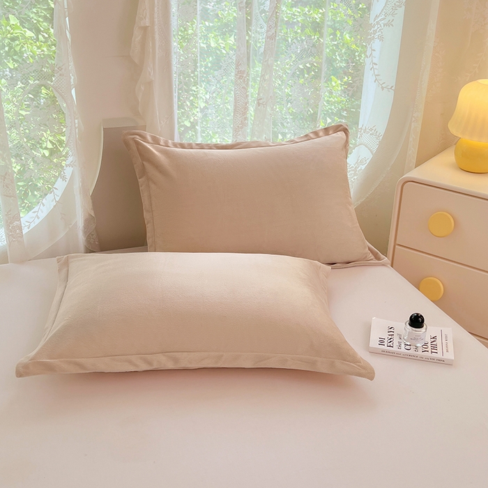 91家纺网 家纺一手货源 找家纺 梦舒羽 2025新款水晶绒枕套宿舍单人枕芯套枕头内胆套一对装 卡其色