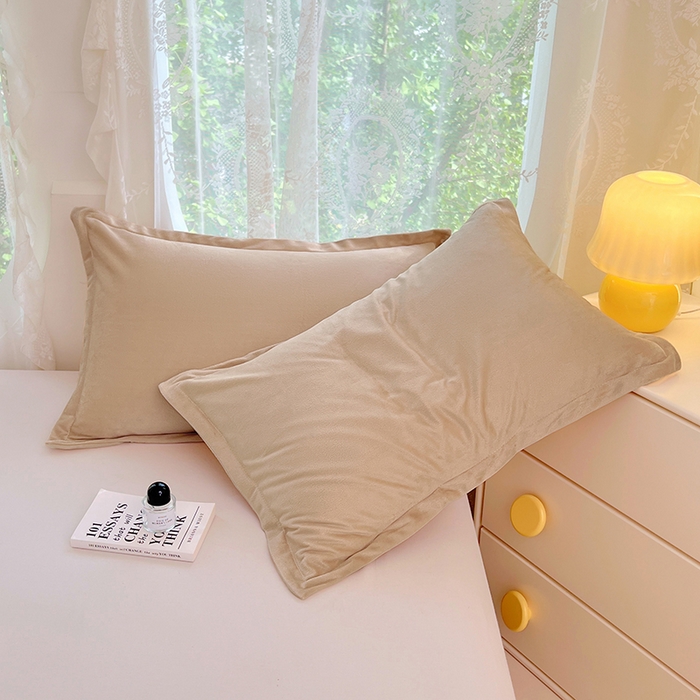 91家纺网 家纺一手货源 找家纺 梦舒羽 2025新款水晶绒枕套宿舍单人枕芯套枕头内胆套一对装 卡其色
