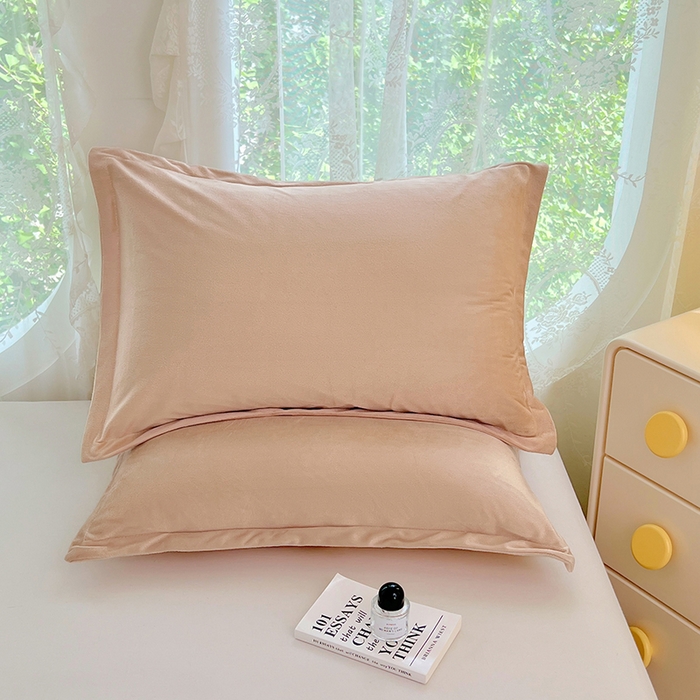 91家纺网 家纺一手货源 找家纺 梦舒羽 2025新款水晶绒枕套宿舍单人枕芯套枕头内胆套一对装 卡其色