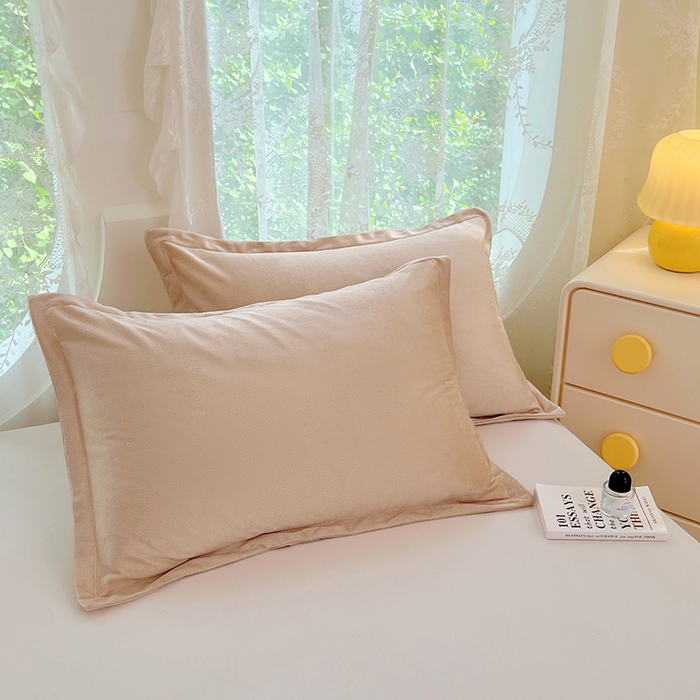 91家纺网 家纺一手货源 找家纺 梦舒羽 2025新款水晶绒枕套宿舍单人枕芯套枕头内胆套一对装 卡其色