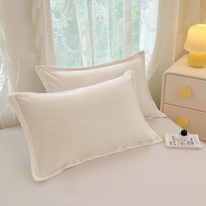 91家纺网 家纺一手货源 找家纺 梦舒羽 2025新款水晶绒枕套宿舍单人枕芯套枕头内胆套一对装 奶油白