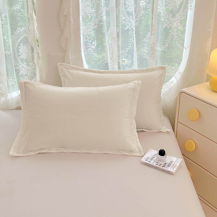 91家纺网 家纺一手货源 找家纺 梦舒羽 2025新款水晶绒枕套宿舍单人枕芯套枕头内胆套一对装 奶油白