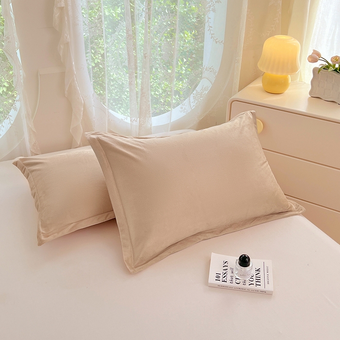 91家纺网 家纺一手货源 找家纺 梦舒羽 2025新款水晶绒枕套宿舍单人枕芯套枕头内胆套一对装 卡其色
