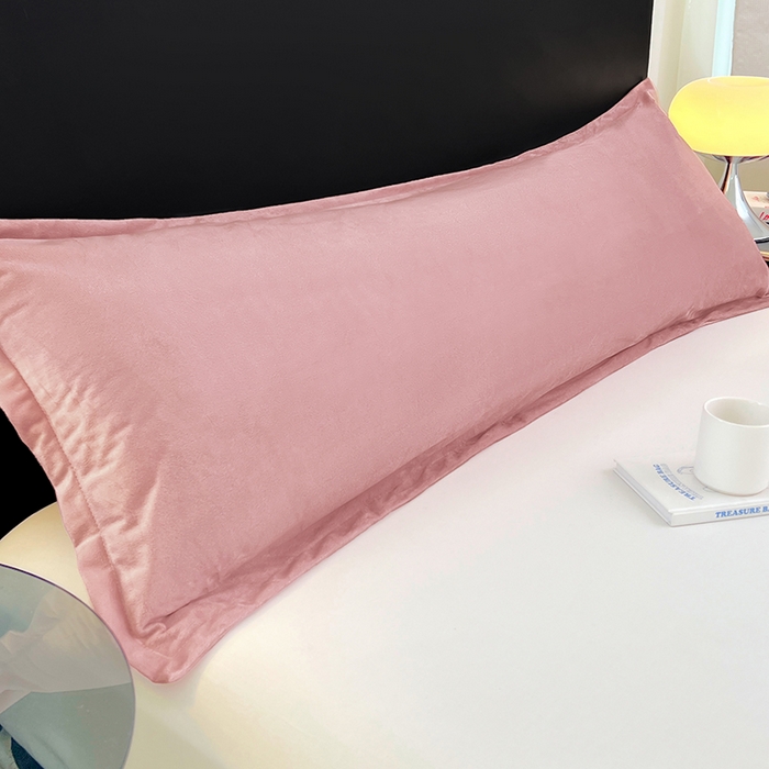 91家纺网 家纺一手货源 找家纺 梦舒羽 2025新款水晶绒枕套情侣枕芯套双人加长枕头内胆套 豆沙粉