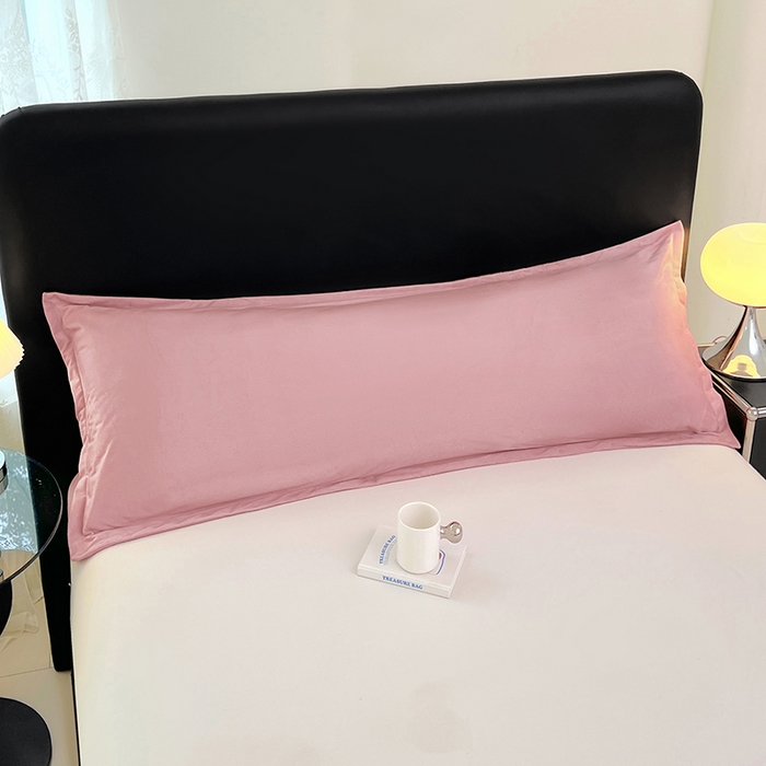 91家纺网 家纺一手货源 找家纺 梦舒羽 2025新款水晶绒枕套情侣枕芯套双人加长枕头内胆套 豆沙粉
