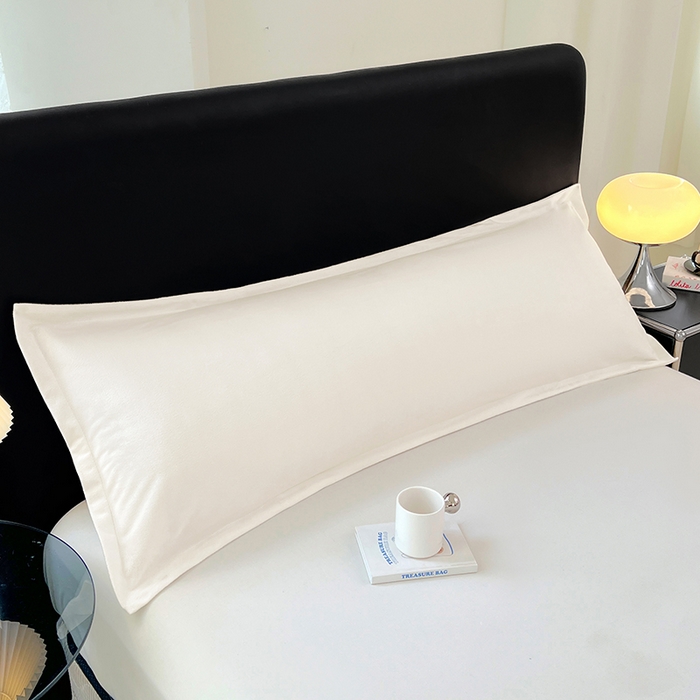 91家纺网 家纺一手货源 找家纺 梦舒羽 2025新款水晶绒枕套情侣枕芯套双人加长枕头内胆套 奶油白