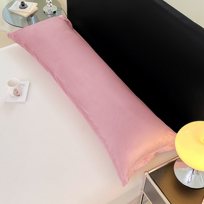 91家纺网 家纺一手货源 找家纺 梦舒羽 2025新款水晶绒枕套情侣枕芯套双人加长枕头内胆套 豆沙粉