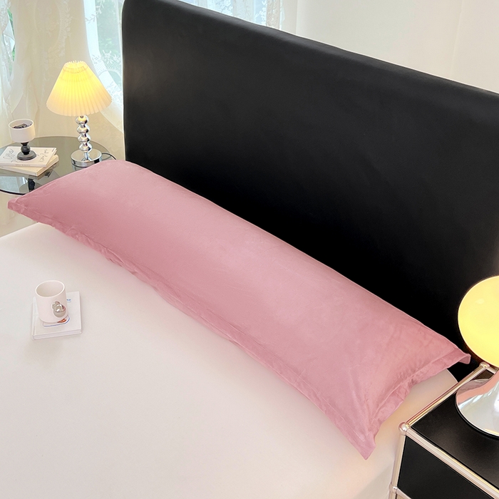 91家纺网 家纺一手货源 找家纺 梦舒羽 2025新款水晶绒枕套情侣枕芯套双人加长枕头内胆套 豆沙粉