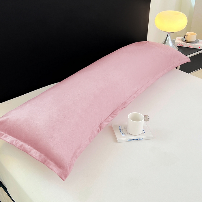 91家纺网 家纺一手货源 找家纺 梦舒羽 2025新款水晶绒枕套情侣枕芯套双人加长枕头内胆套 豆沙粉