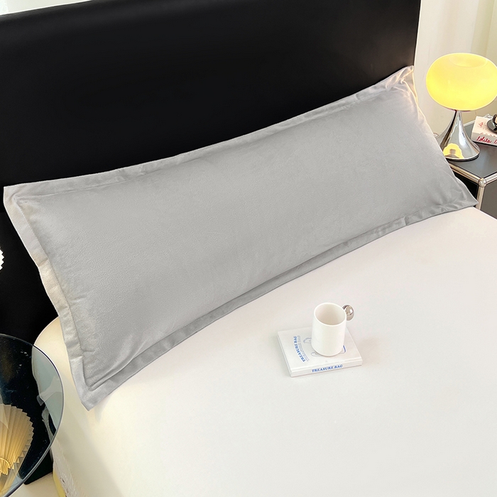 91家纺网 家纺一手货源 找家纺 梦舒羽 2025新款水晶绒枕套情侣枕芯套双人加长枕头内胆套 石墨灰