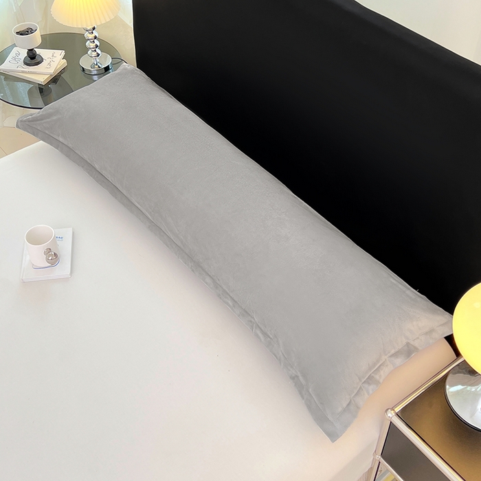 91家纺网 家纺一手货源 找家纺 梦舒羽 2025新款水晶绒枕套情侣枕芯套双人加长枕头内胆套 石墨灰