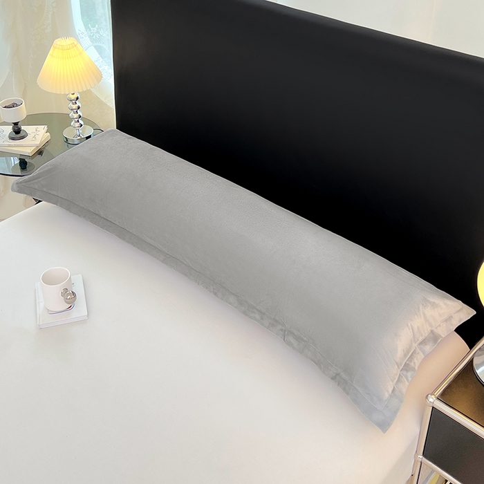 91家纺网 家纺一手货源 找家纺 梦舒羽 2025新款水晶绒枕套情侣枕芯套双人加长枕头内胆套 石墨灰