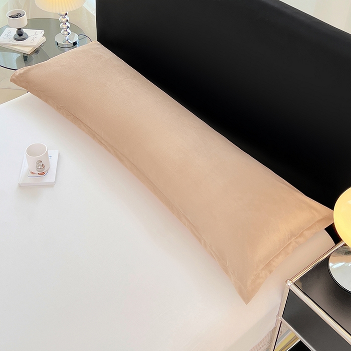 91家纺网 家纺一手货源 找家纺 梦舒羽 2025新款水晶绒枕套情侣枕芯套双人加长枕头内胆套 卡其色