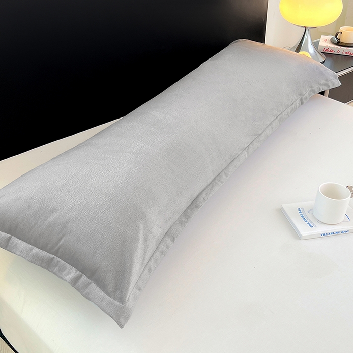 91家纺网 家纺一手货源 找家纺 梦舒羽 2025新款水晶绒枕套情侣枕芯套双人加长枕头内胆套 石墨灰