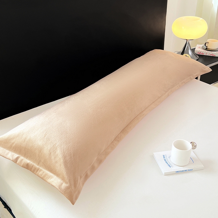 91家纺网 家纺一手货源 找家纺 梦舒羽 2025新款水晶绒枕套情侣枕芯套双人加长枕头内胆套 卡其色