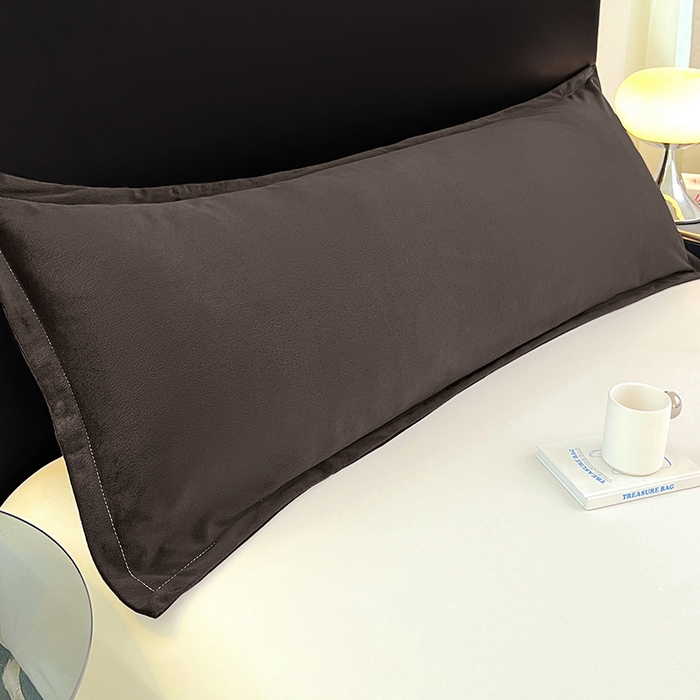 梦舒羽 2025新款水晶绒枕套情侣枕芯套双人加长枕头内胆套 黑咖啡
