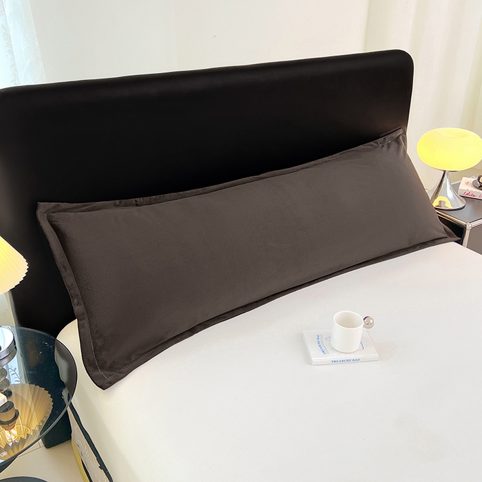 91家纺网 家纺一手货源 找家纺 梦舒羽 2025新款水晶绒枕套情侣枕芯套双人加长枕头内胆套 黑咖啡