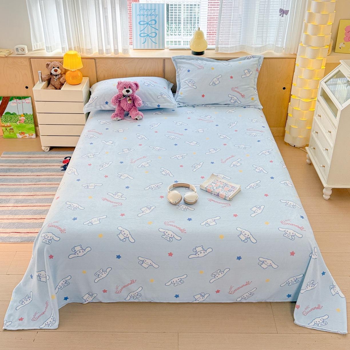 名兮家居 2025新款经典奥特曼-三丽鸥高克重牛奶绒床单 星星大耳狗