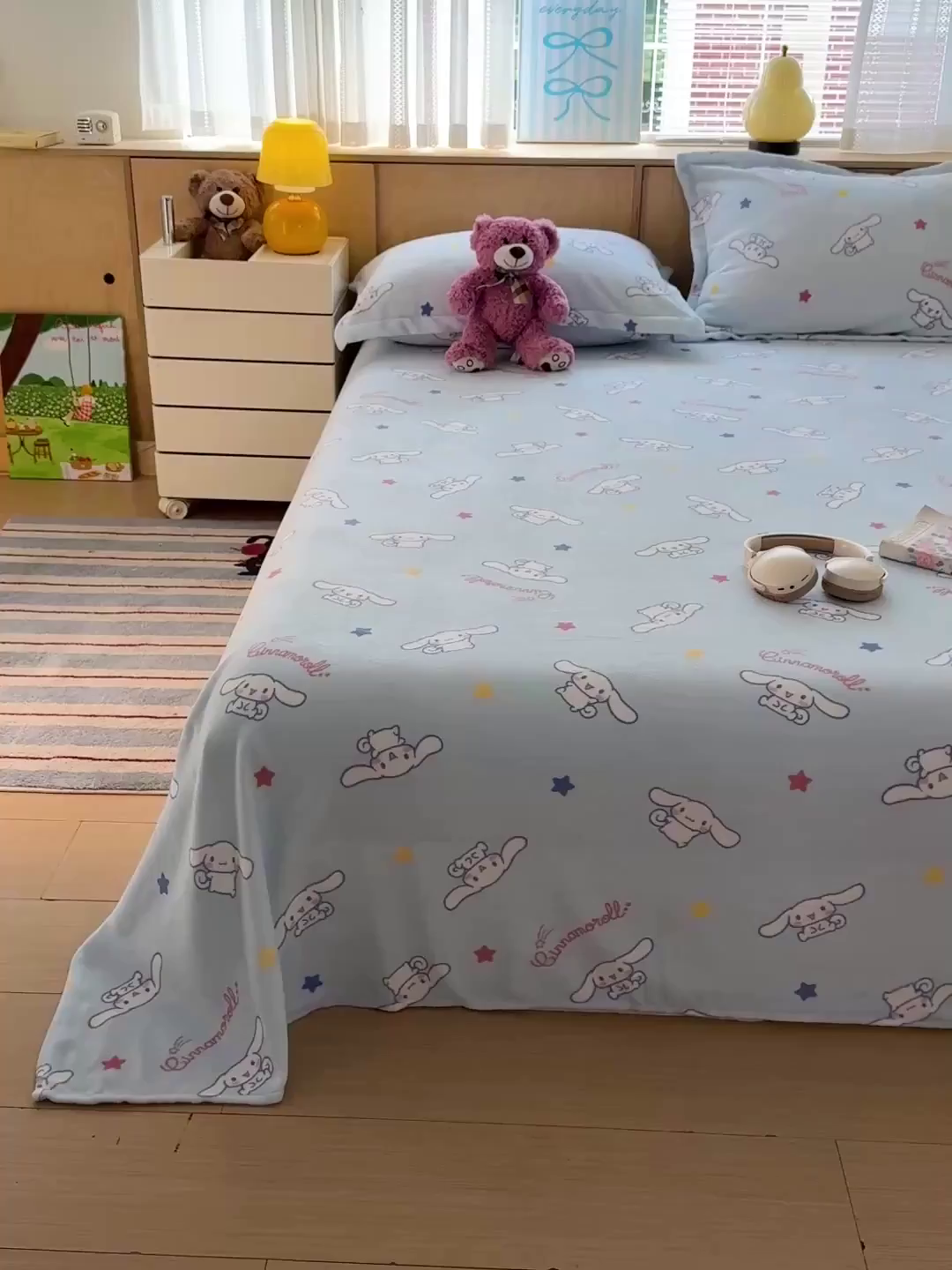 91家纺网 家纺一手货源 找家纺 名兮家居 2025新款经典奥特曼-三丽鸥高克重牛奶绒床单 星星大耳狗