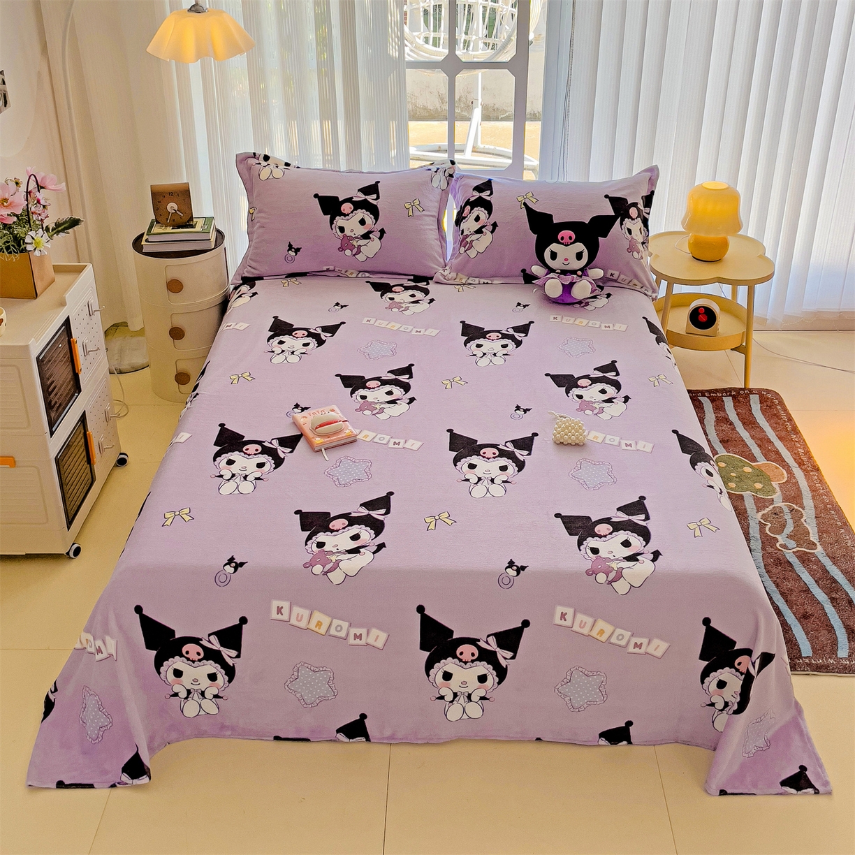 名兮家居 2025新款经典奥特曼-三丽鸥高克重牛奶绒床单 星星库洛米