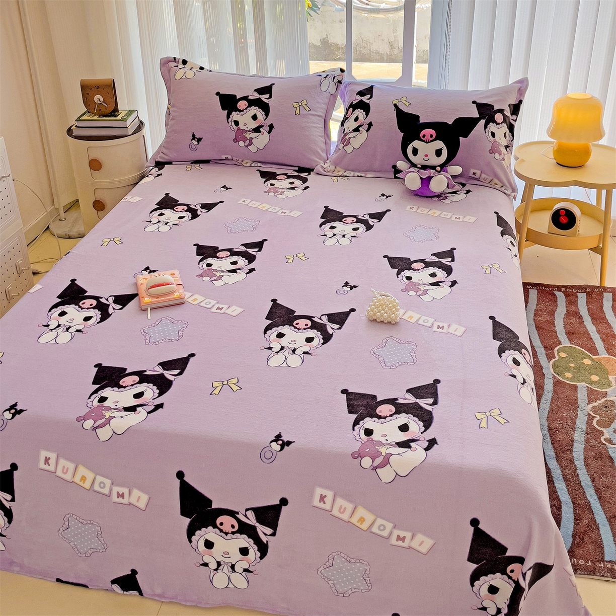 91家纺网 家纺一手货源 找家纺 名兮家居 2025新款经典奥特曼-三丽鸥高克重牛奶绒床单 星星库洛米