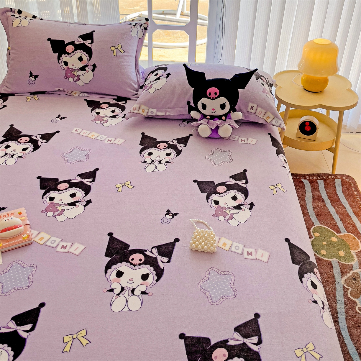 91家纺网 家纺一手货源 找家纺 名兮家居 2025新款经典奥特曼-三丽鸥高克重牛奶绒床单 星星库洛米