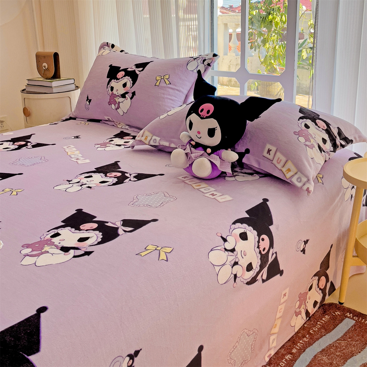 91家纺网 家纺一手货源 找家纺 名兮家居 2025新款经典奥特曼-三丽鸥高克重牛奶绒床单 星星库洛米