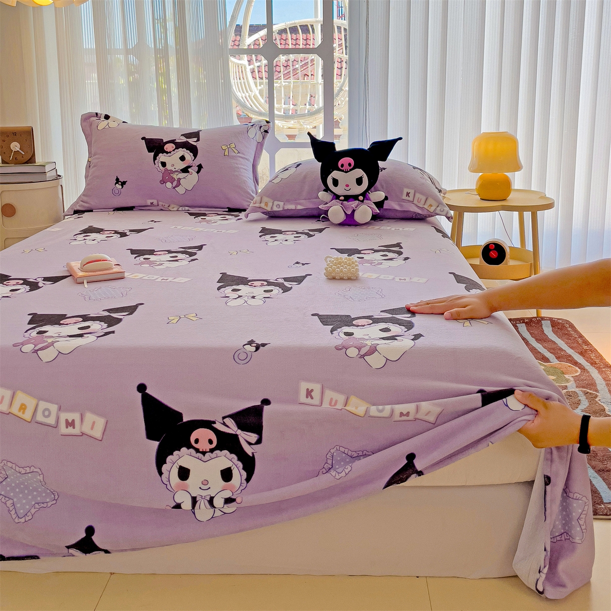 91家纺网 家纺一手货源 找家纺 名兮家居 2025新款经典奥特曼-三丽鸥高克重牛奶绒床单 星星库洛米