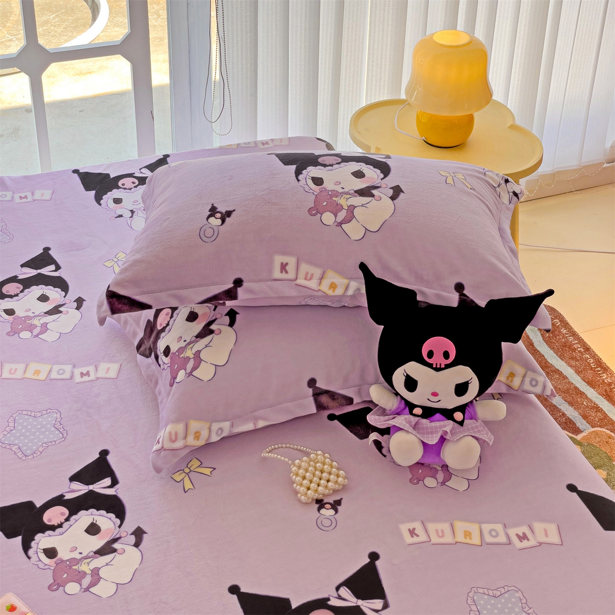 91家纺网 家纺一手货源 找家纺 名兮家居 2025新款经典奥特曼-三丽鸥高克重牛奶绒床单 星星库洛米